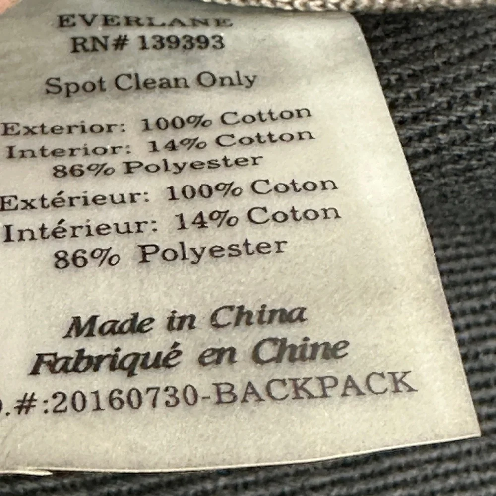 Everlane Modern Canvas Backpack Black Minimalist Laptop Bag Travel Rucksack